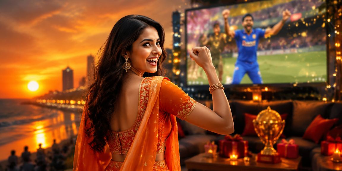 Night view of cricket fans and stadium lights during IPL cricket match